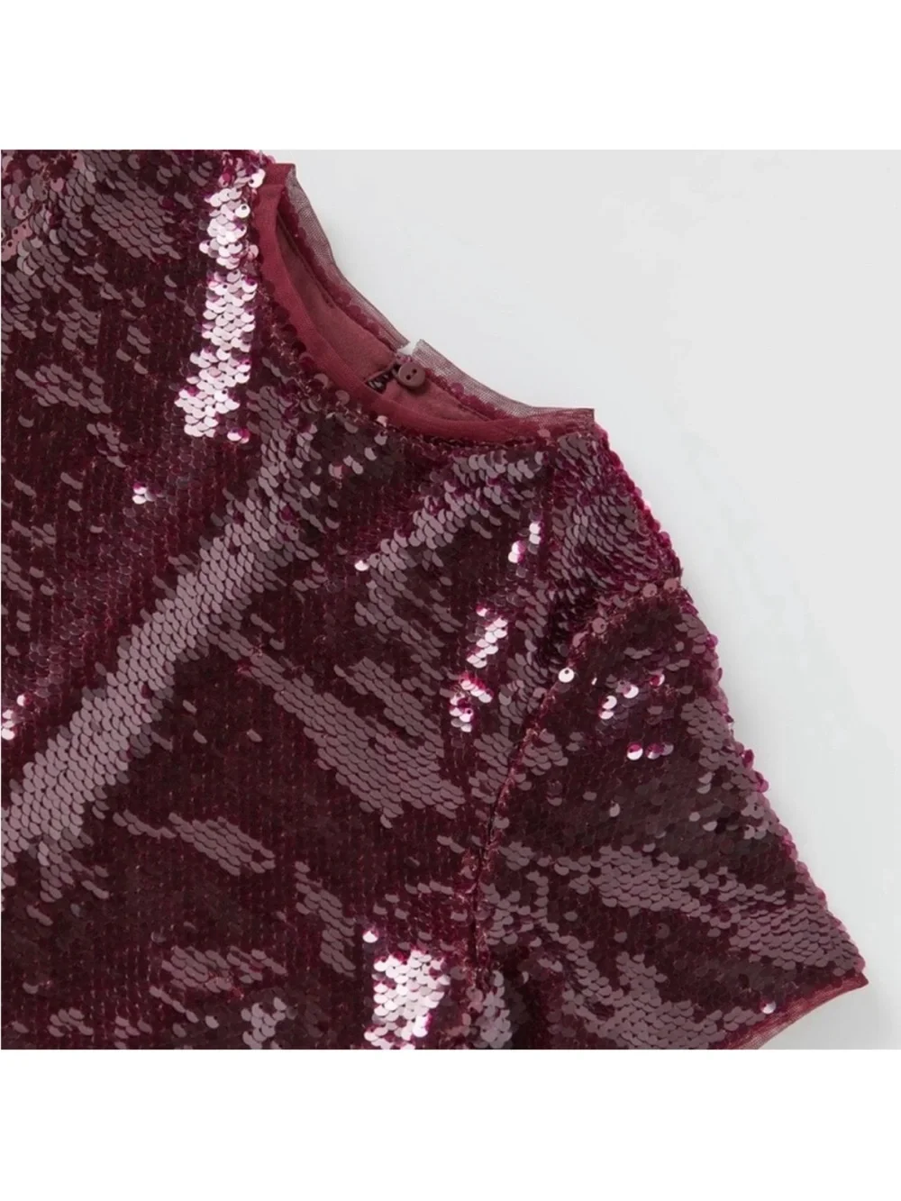 New ZARA Burgundy Sequin Shift Dress